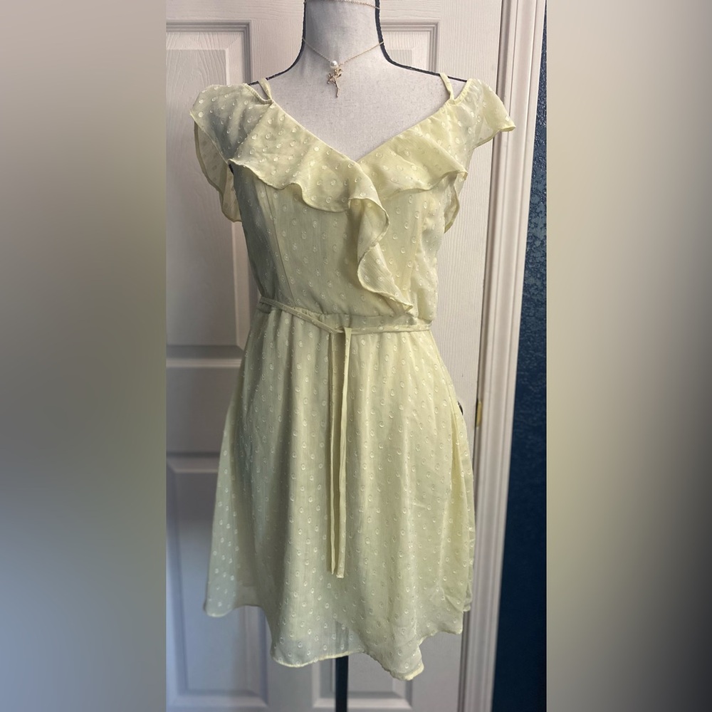 Yellow Ruffled Tiered Mini Sundress - Picture 3 of 6